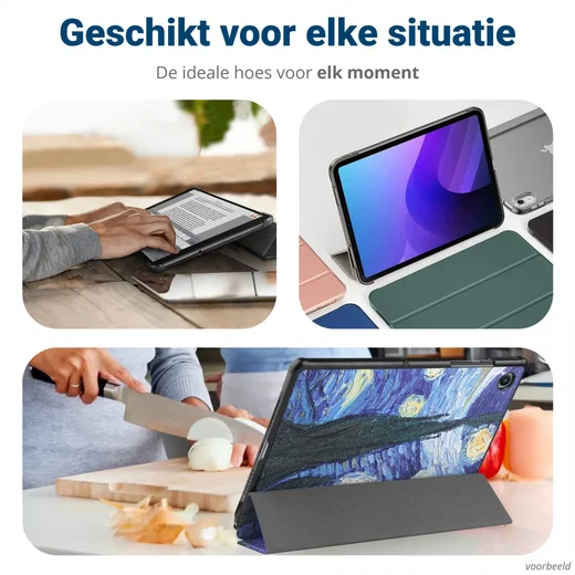 Apple iPad 11 (2025) / 10.9 (2022) Hoes Tri-Fold Book Case Sterrennacht Print afbeelding 10