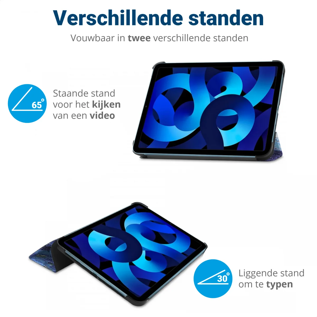 Apple iPad 11 (2025) / 10.9 (2022) Hoes Tri-Fold Book Case Sterrennacht Print afbeelding 6