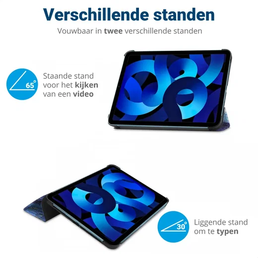 Apple iPad 11 (2025) / 10.9 (2022) Hoes Tri-Fold Book Case Sterrennacht Print afbeelding 6