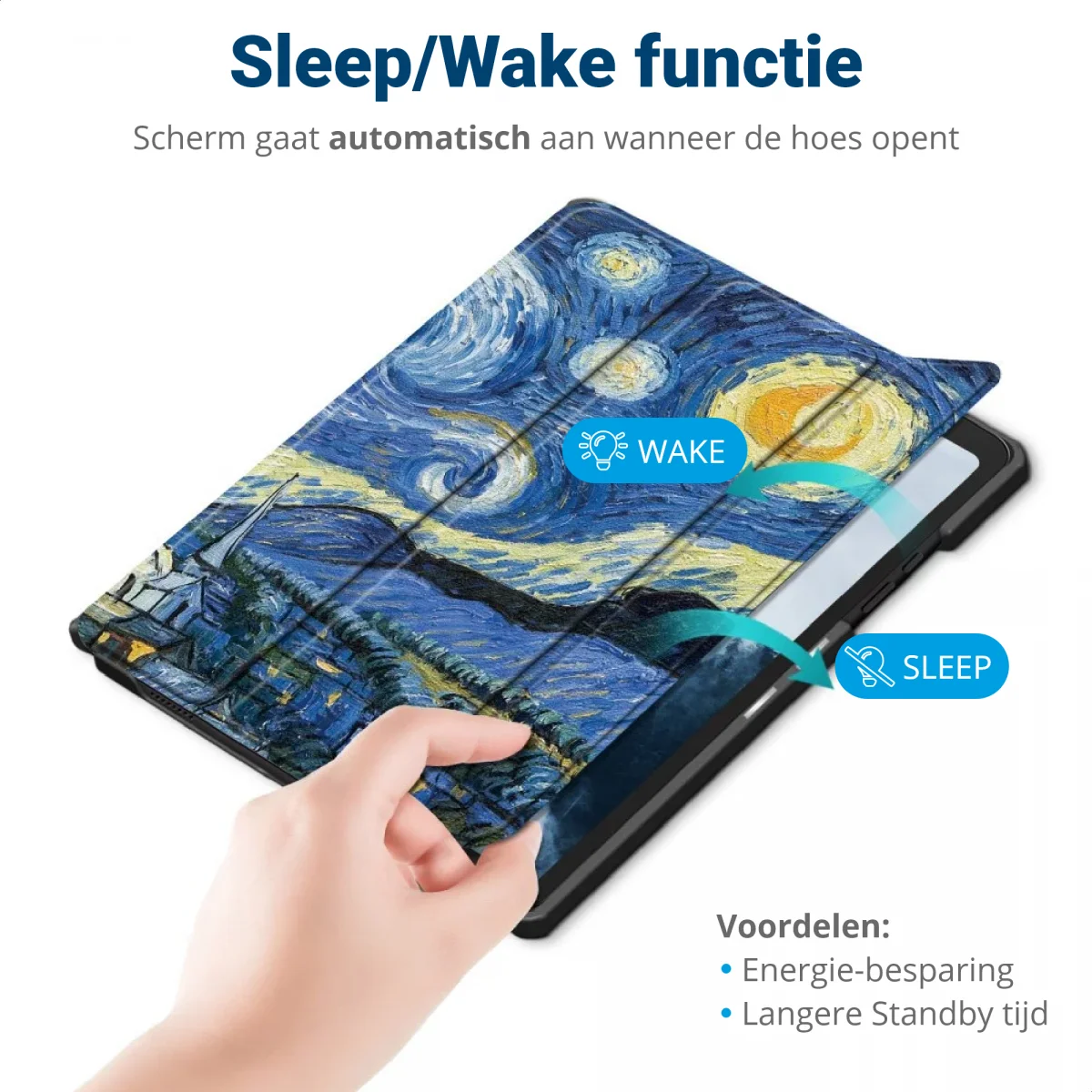 Apple iPad 11 (2025) / 10.9 (2022) Hoes Tri-Fold Book Case Sterrennacht Print afbeelding 9