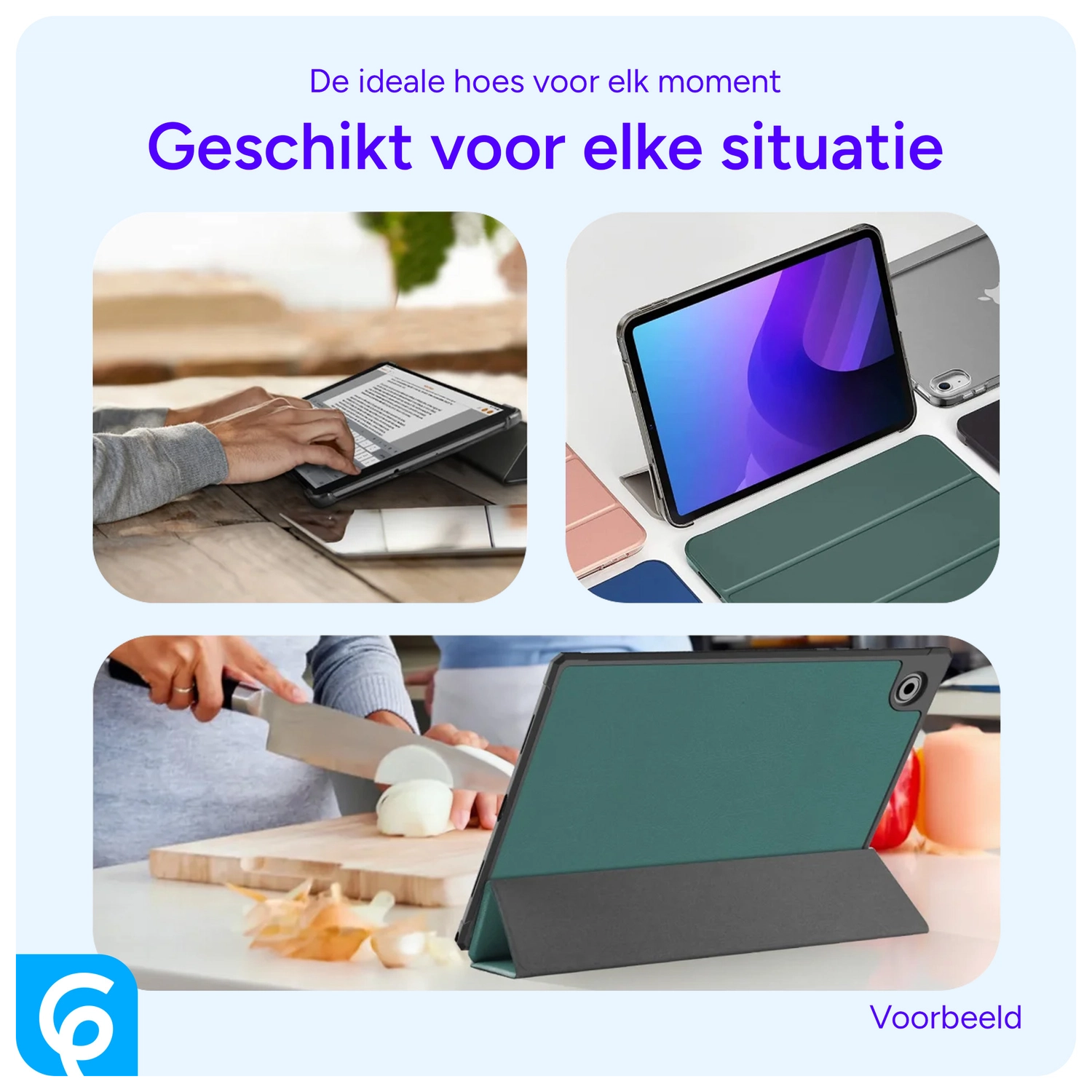 Samsung Galaxy Tab A8 Hoes Tri-Fold Book Case Groen afbeelding 6