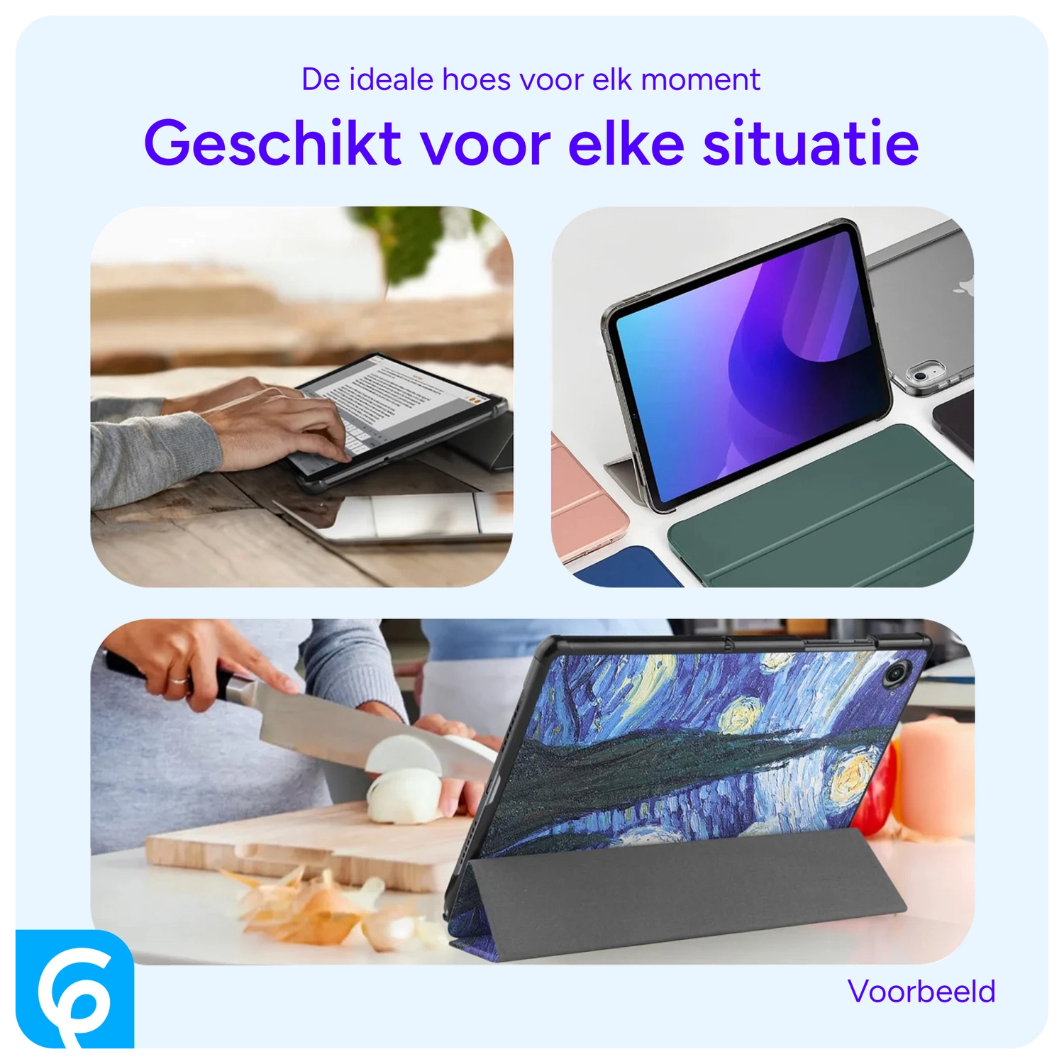 Samsung Galaxy Tab A8 Hoes Tri-Fold Book Case Sterrennacht afbeelding 5