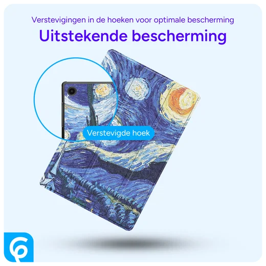 Samsung Galaxy Tab A8 Hoes Tri-Fold Book Case Sterrennacht afbeelding 2