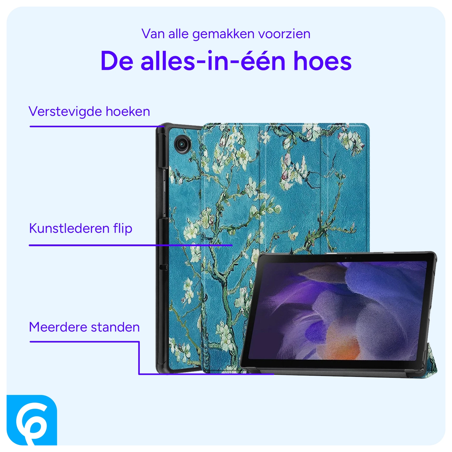 Samsung Galaxy Tab A8 Hoes Tri-Fold Book Case Blossom afbeelding 8