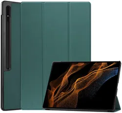 Samsung Galaxy Tab S11 Ultra / S10 Ultra Hoes Tri-Fold Book Case Standaard Groen afbeelding