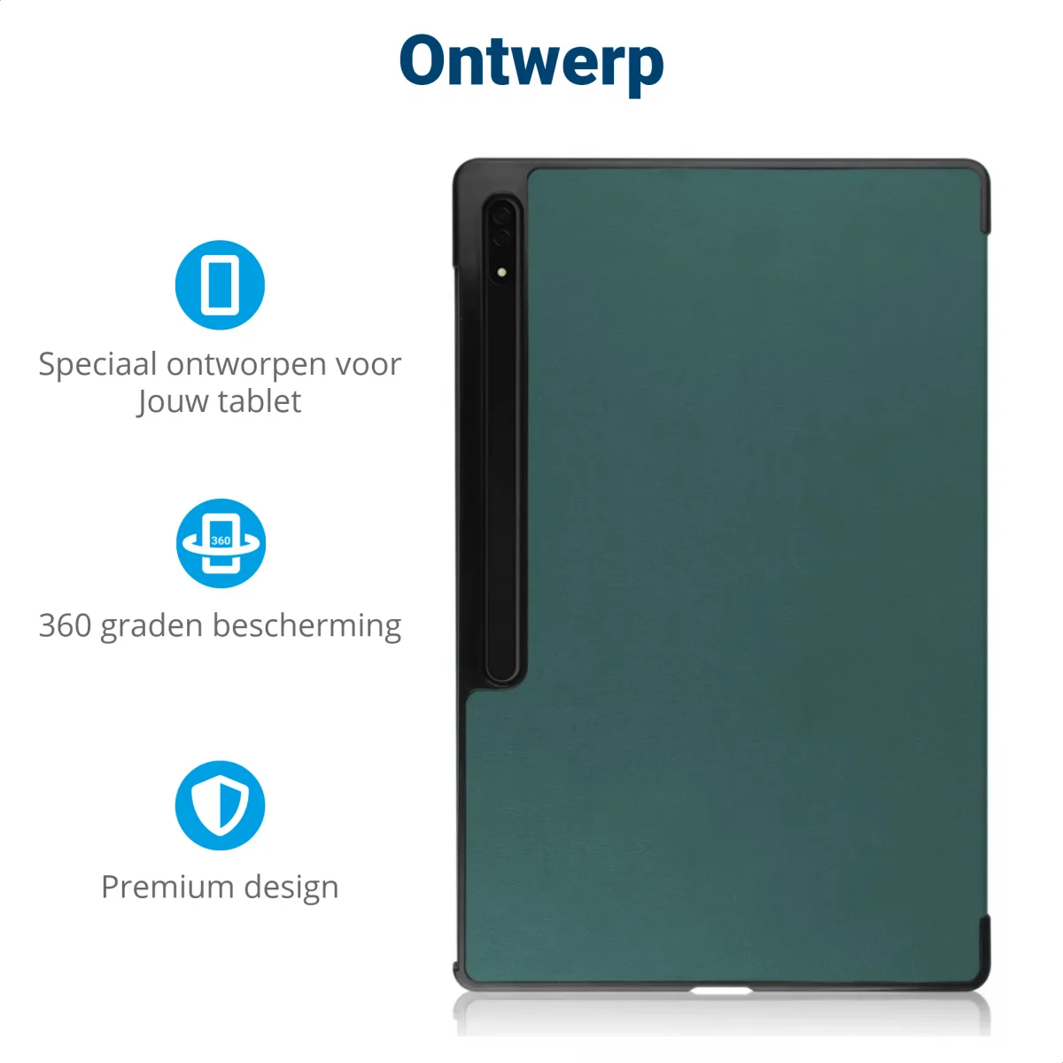 Samsung Galaxy Tab S11 Ultra / S10 Ultra Hoes Tri-Fold Book Case Standaard Groen afbeelding 3