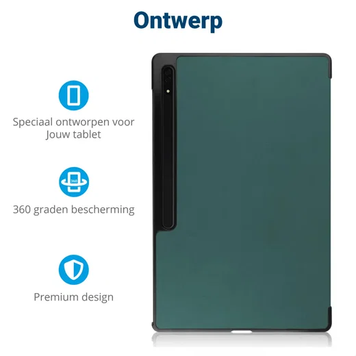 Samsung Galaxy Tab S11 Ultra / S10 Ultra Hoes Tri-Fold Book Case Standaard Groen afbeelding 3