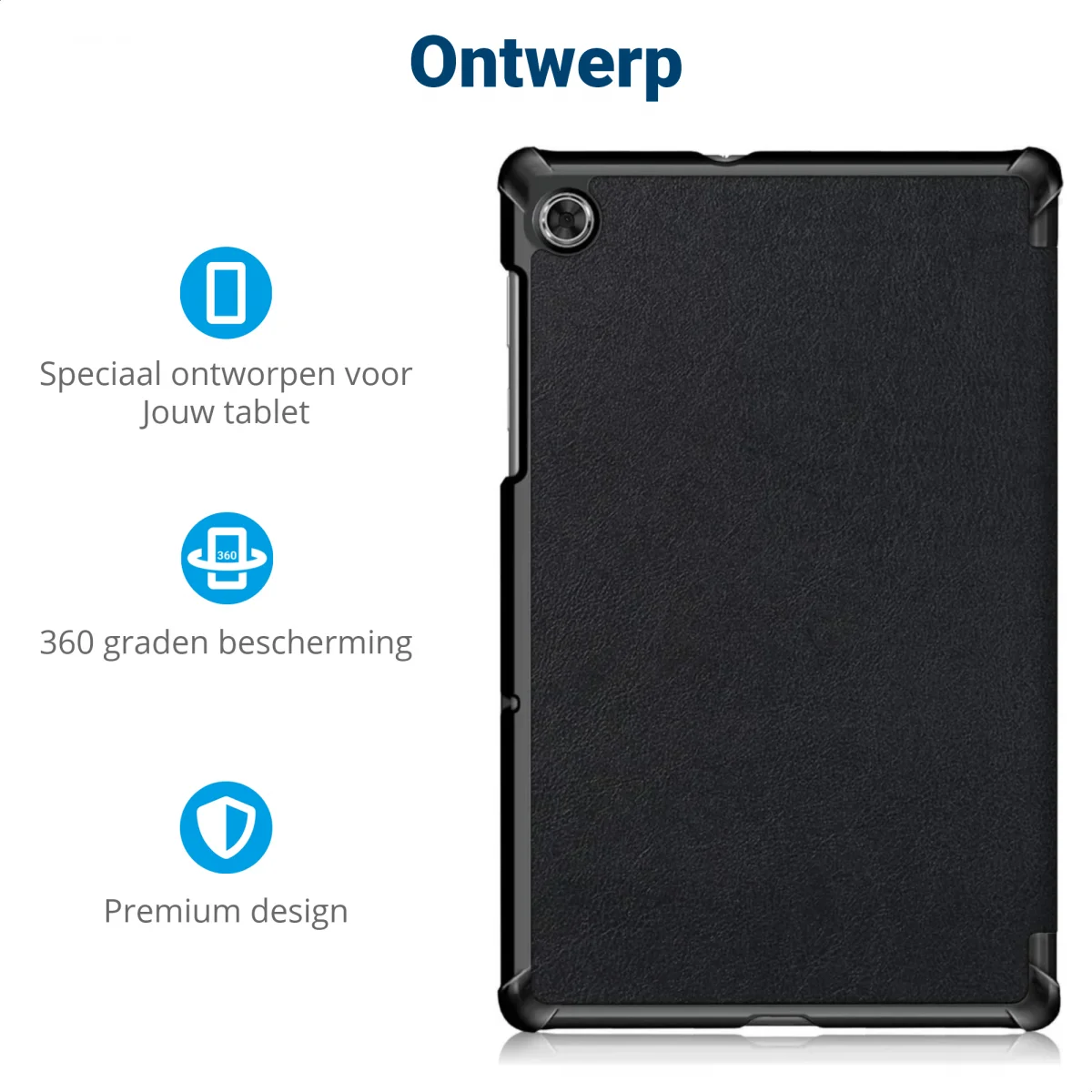 Lenovo Tab M10 Plus / FHD Plus Hoes Tri-Fold Book Case Standaard Zwart afbeelding 3
