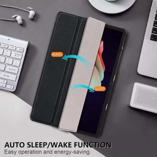 Lenovo Tab P11 Gen 2 Hoes Tri-Fold Book Case met Standaard Zwart afbeelding 4