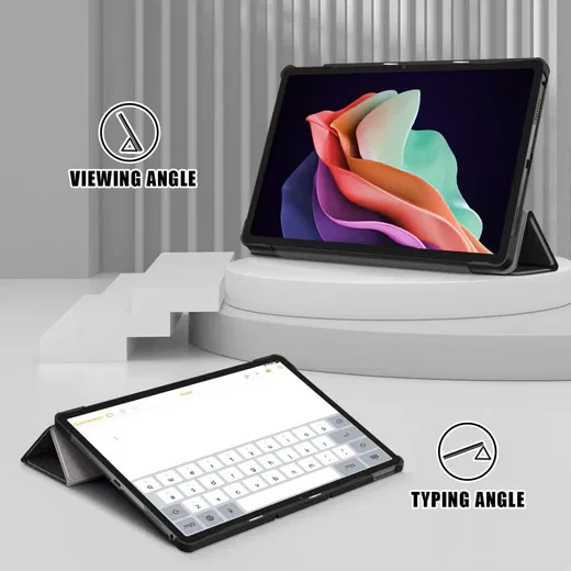 Lenovo Tab P11 Gen 2 Hoes Tri-Fold Book Case met Standaard Zwart afbeelding 6