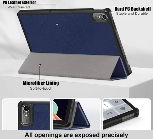 Lenovo Tab P11 Gen 2 Hoes Tri-Fold Book Case met Standaard Blauw afbeelding 2