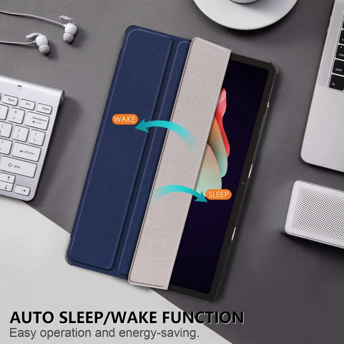 Lenovo Tab P11 Gen 2 Hoes Tri-Fold Book Case met Standaard Blauw afbeelding 3