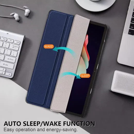 Lenovo Tab P11 Gen 2 Hoes Tri-Fold Book Case met Standaard Blauw afbeelding 3