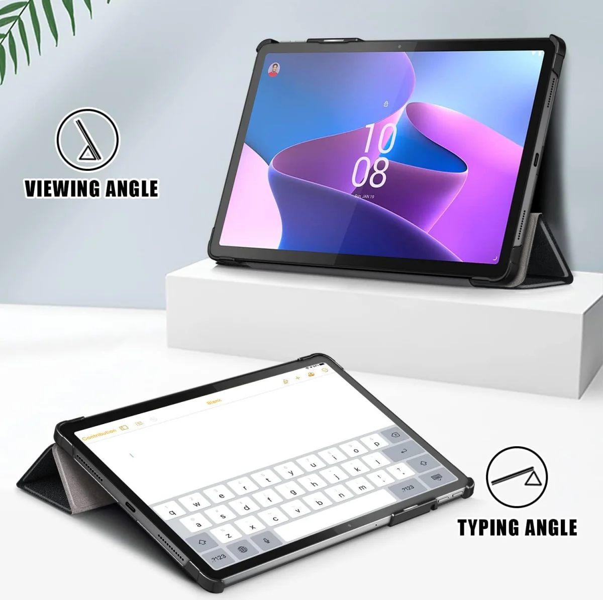 Lenovo Tab P11 Pro Gen 2 Hoes Tri-Fold Book Case met Standaard Zwart afbeelding 4