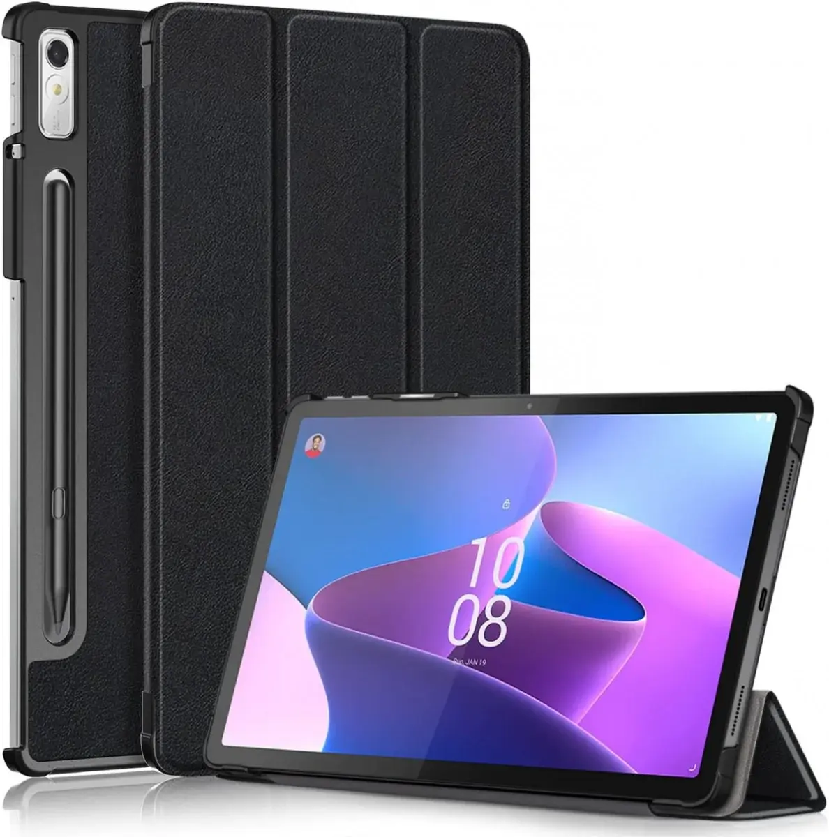 Lenovo Tab P11 Pro Gen 2 Hoes Tri-Fold Book Case met Standaard Zwart afbeelding 1