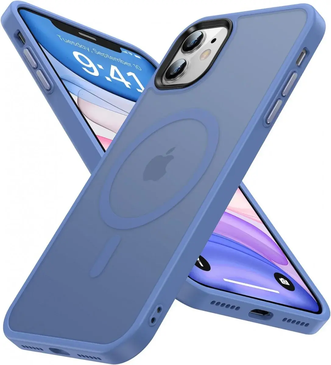 Apple iPhone 11 Hoesje met MagSafe Back Cover Matte Blue afbeelding 1