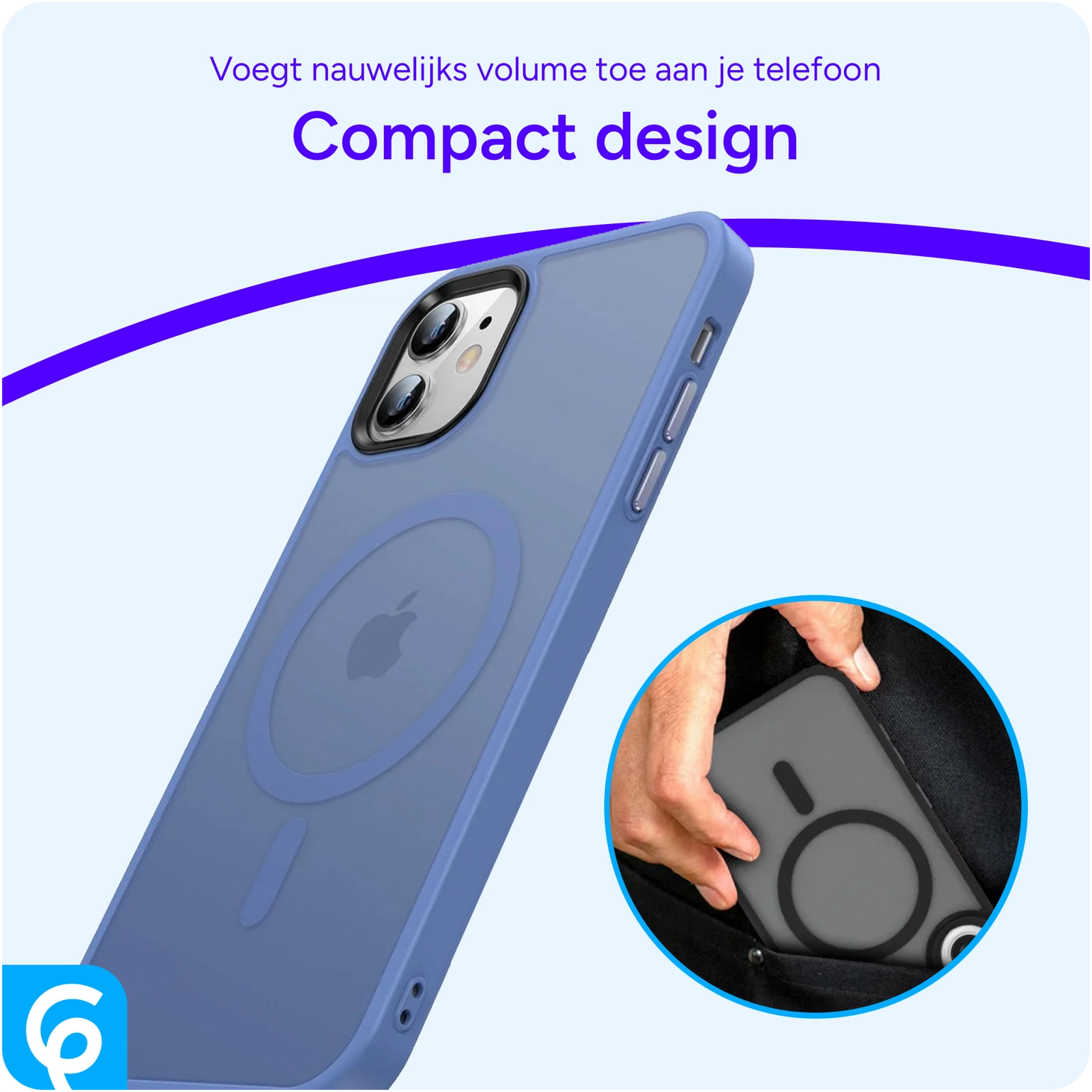 Apple iPhone 11 Hoesje met MagSafe Back Cover Matte Blue afbeelding 4