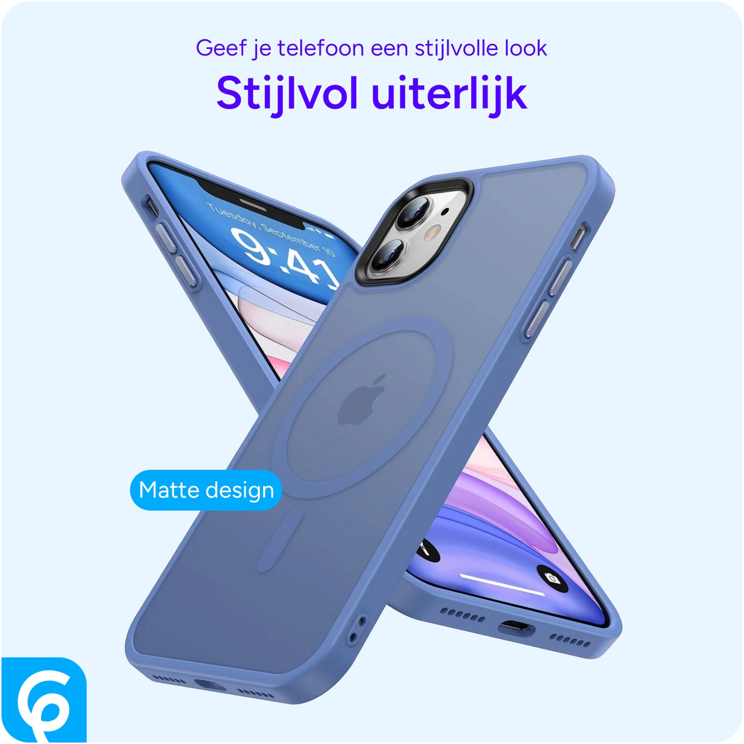 Apple iPhone 11 Hoesje met MagSafe Back Cover Matte Blue afbeelding 5