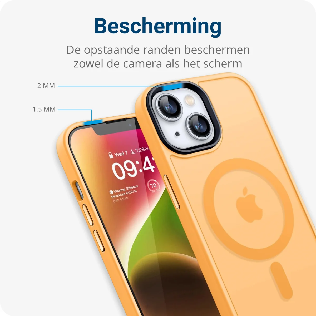 Apple iPhone 12 / 12 Pro Hoesje met MagSafe Matte Back Cover Oranje afbeelding 9