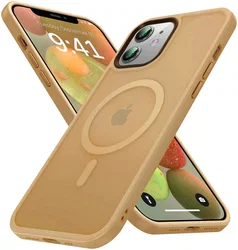 Apple iPhone 12 / 12 Pro Hoesje met MagSafe Matte Back Cover Oranje afbeelding