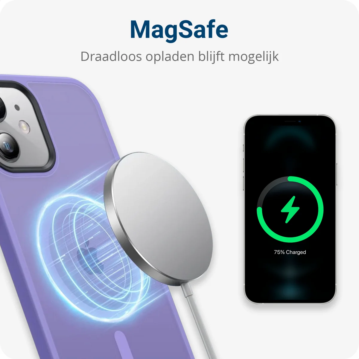 Apple iPhone 12 / 12 Pro Hoesje met MagSafe Matte Back Cover Lila afbeelding 5
