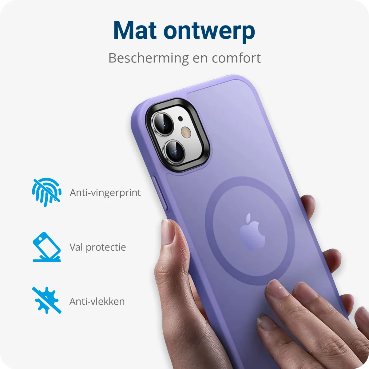 Apple iPhone 12 / 12 Pro Hoesje met MagSafe Matte Back Cover Lila afbeelding 7