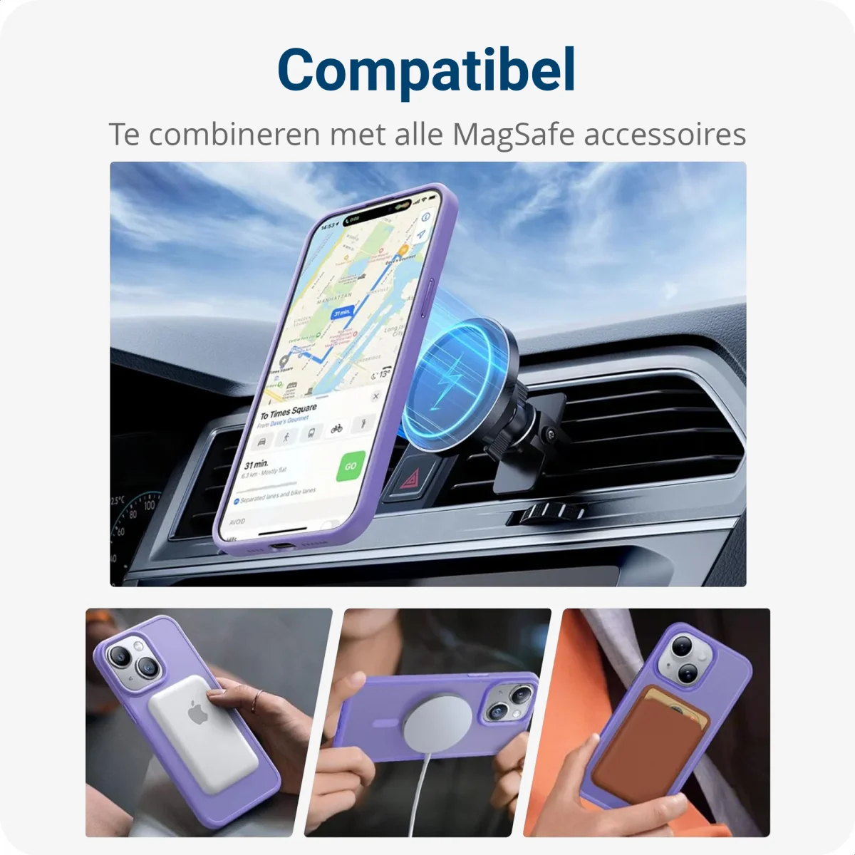 Apple iPhone 12 / 12 Pro Hoesje met MagSafe Matte Back Cover Lila afbeelding 8