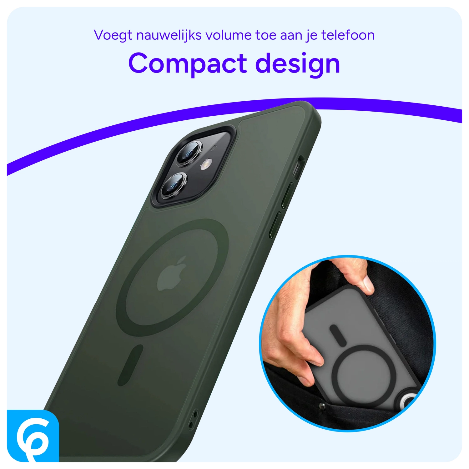 Apple iPhone 12 / 12 Pro Hoesje met MagSafe Matte Back Cover Donkergroen afbeelding 7