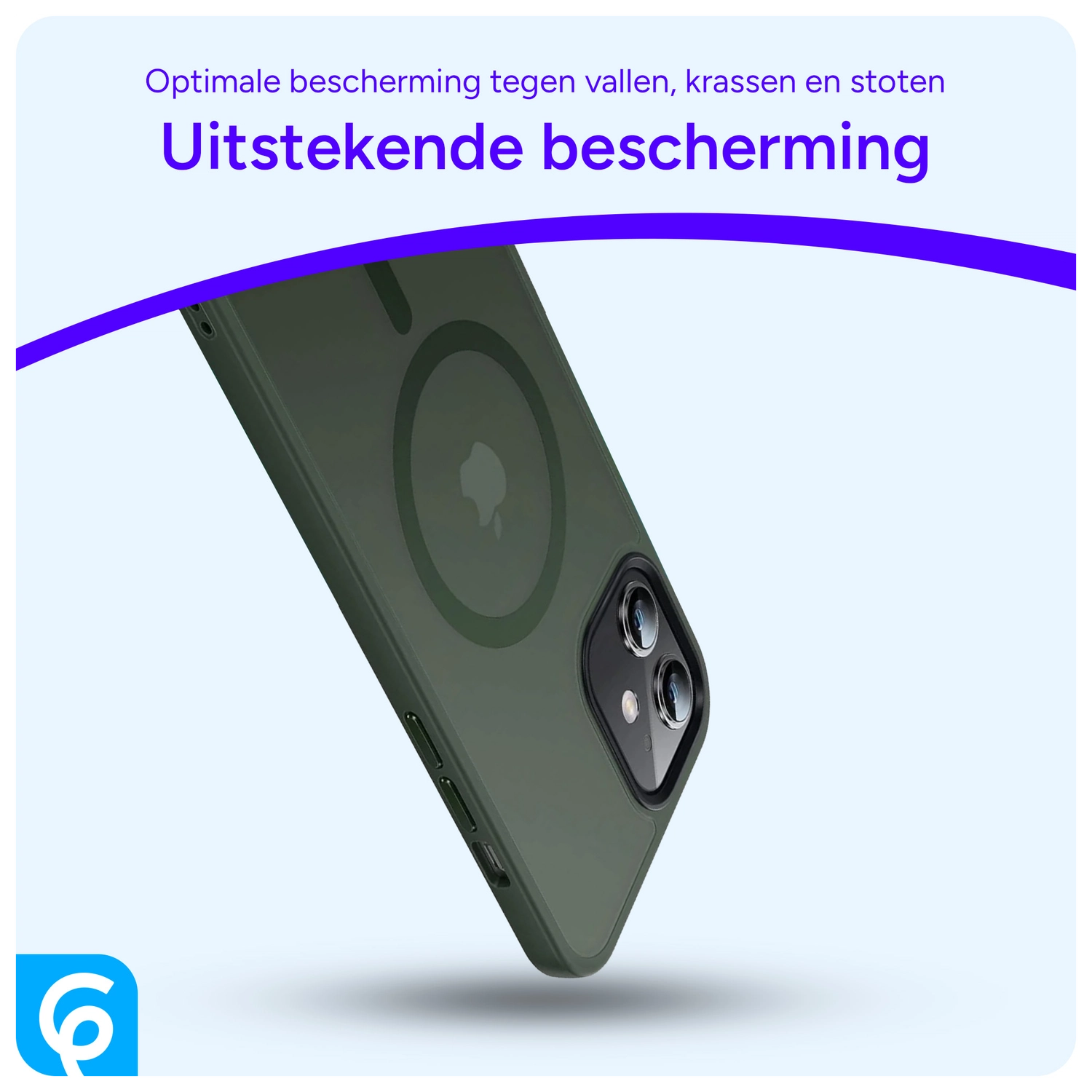 Apple iPhone 12 / 12 Pro Hoesje met MagSafe Matte Back Cover Donkergroen afbeelding 4