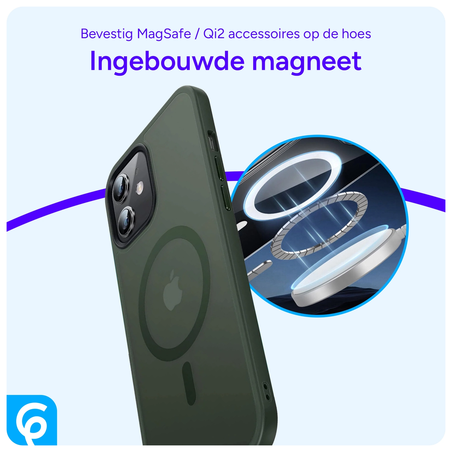 Apple iPhone 12 / 12 Pro Hoesje met MagSafe Matte Back Cover Donkergroen afbeelding 6