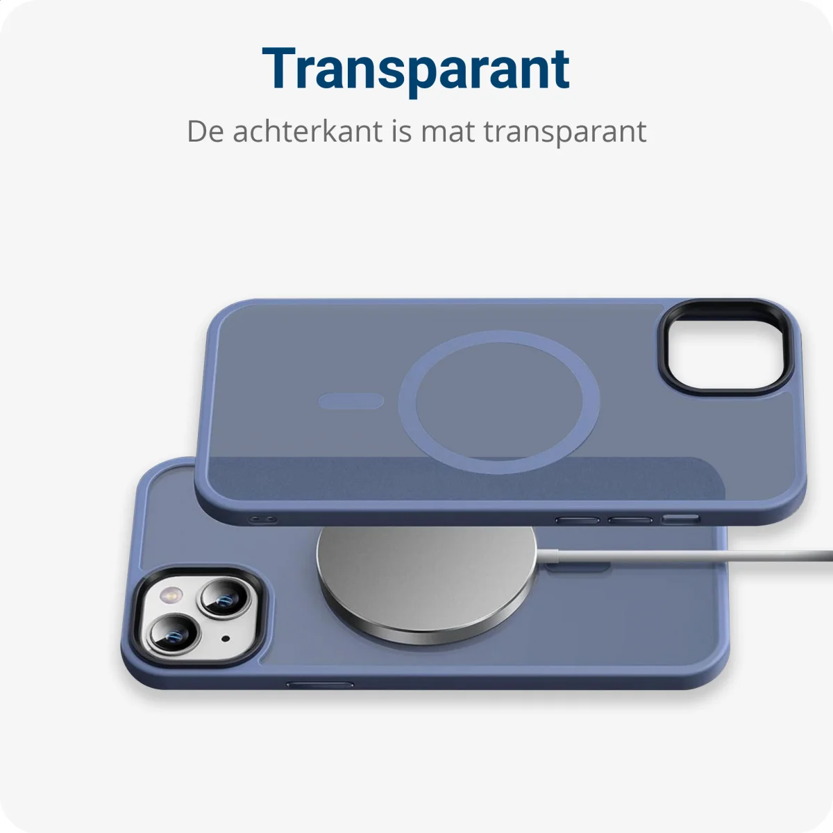 Apple iPhone 12 / 12 Pro Hoesje met MagSafe Matte Back Cover Blue afbeelding 7