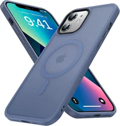 Apple iPhone 12 / 12 Pro Hoesje met MagSafe Matte Back Cover Blue afbeelding