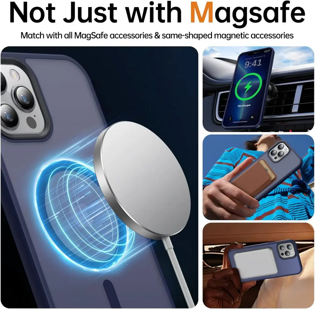Apple iPhone 12 Pro Max Hoesje MagSafe Back Cover Matte Donkerblauw afbeelding 4