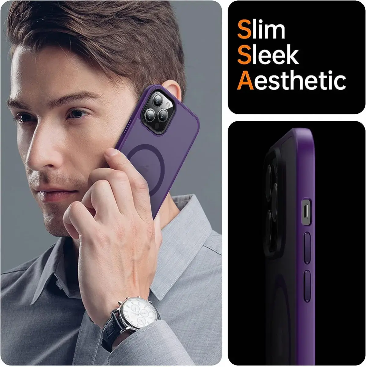 Apple iPhone 12 Pro Max Hoesje MagSafe Back Cover Matte Paars afbeelding 5