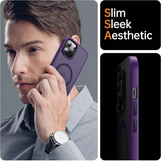 Apple iPhone 12 Pro Max Hoesje MagSafe Back Cover Matte Paars afbeelding 5
