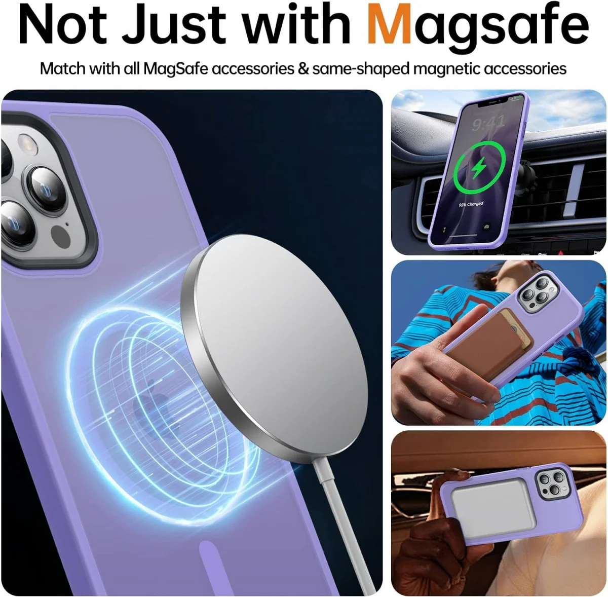 Apple iPhone 12 Pro Max Hoesje MagSafe Back Cover Matte Lila afbeelding 4