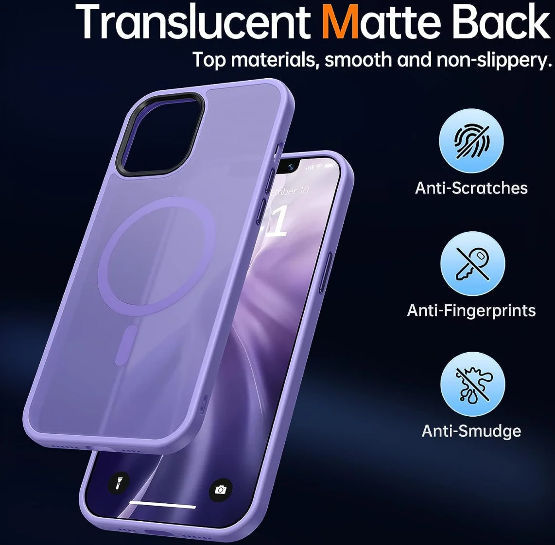 Apple iPhone 12 Pro Max Hoesje MagSafe Back Cover Matte Lila afbeelding 5