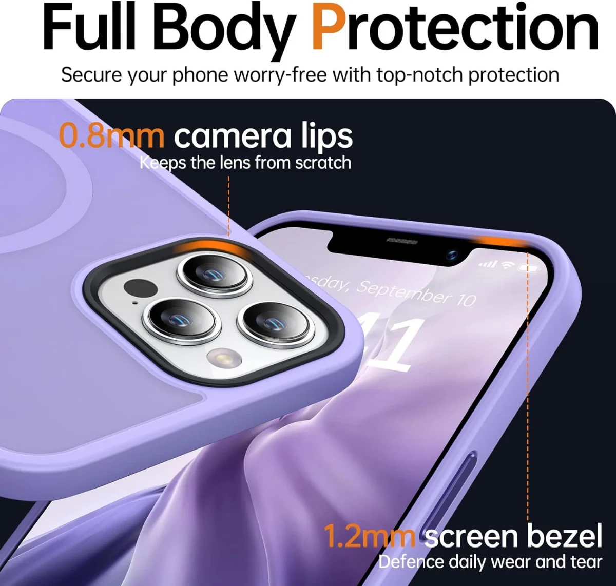 Apple iPhone 12 Pro Max Hoesje MagSafe Back Cover Matte Lila afbeelding 7