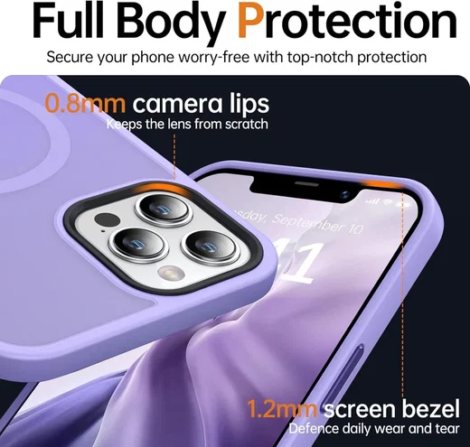 Apple iPhone 12 Pro Max Hoesje MagSafe Back Cover Matte Lila afbeelding 7