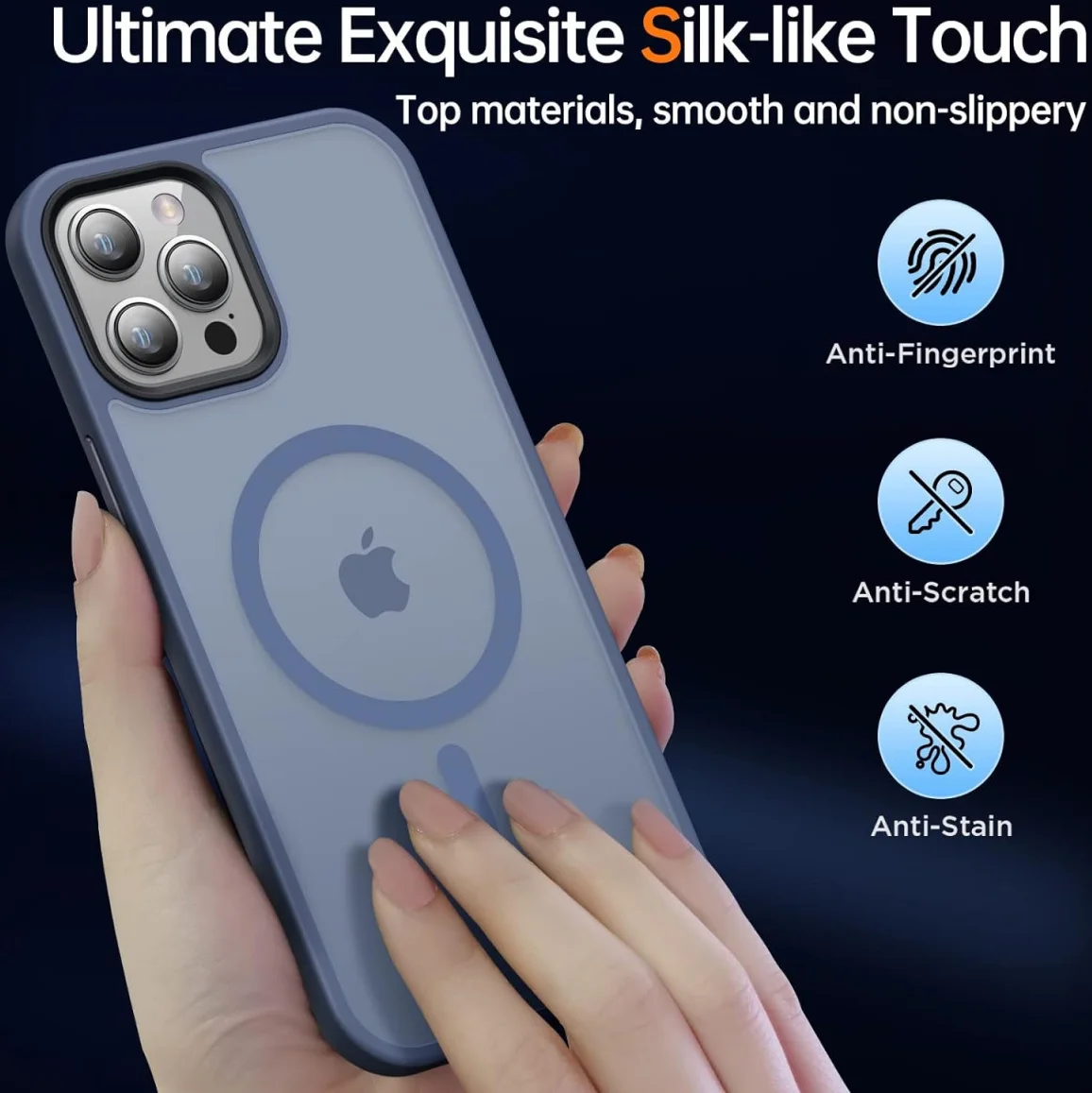 Apple iPhone 12 Pro Max Hoesje MagSafe Back Cover Matte Blauw afbeelding 4