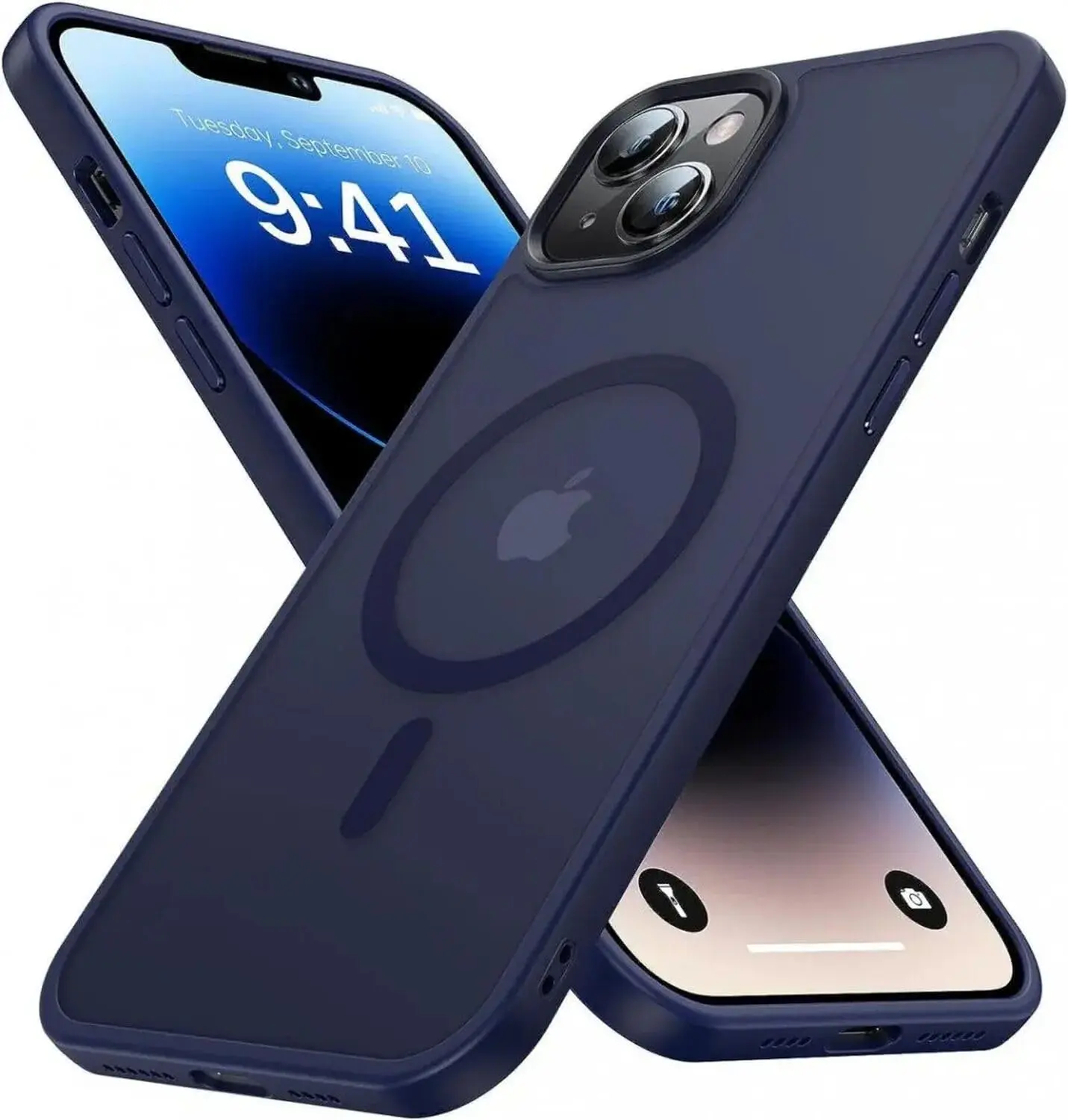 Apple iPhone 13 Hoesje met MagSafe Back Cover Matte Donkerblauw afbeelding 1