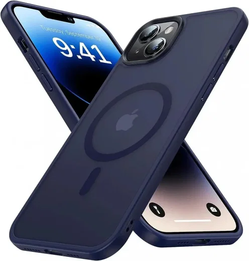 Apple iPhone 13 Hoesje met MagSafe Back Cover Matte Donkerblauw afbeelding 1