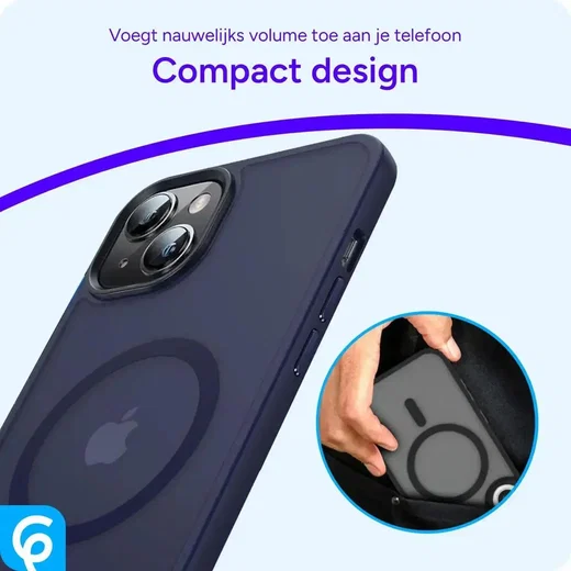 Apple iPhone 13 Hoesje met MagSafe Back Cover Matte Donkerblauw afbeelding 8