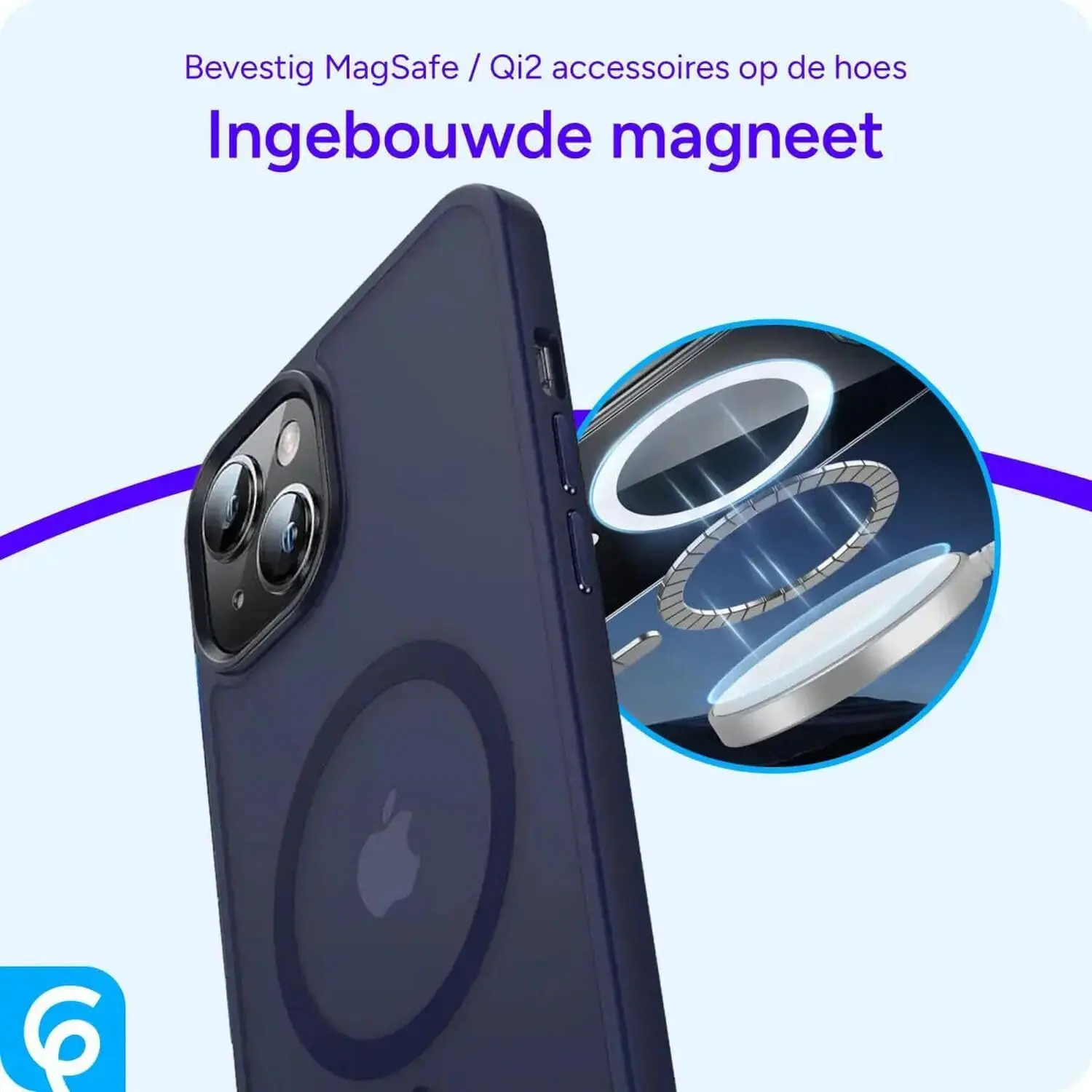 Apple iPhone 13 Hoesje met MagSafe Back Cover Matte Donkerblauw afbeelding 7