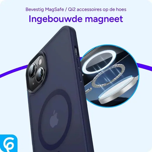Apple iPhone 13 Hoesje met MagSafe Back Cover Matte Donkerblauw afbeelding 7