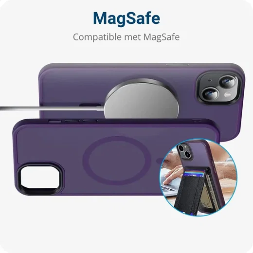 Apple iPhone 13 Hoesje met MagSafe Back Cover Matte Paars afbeelding 5