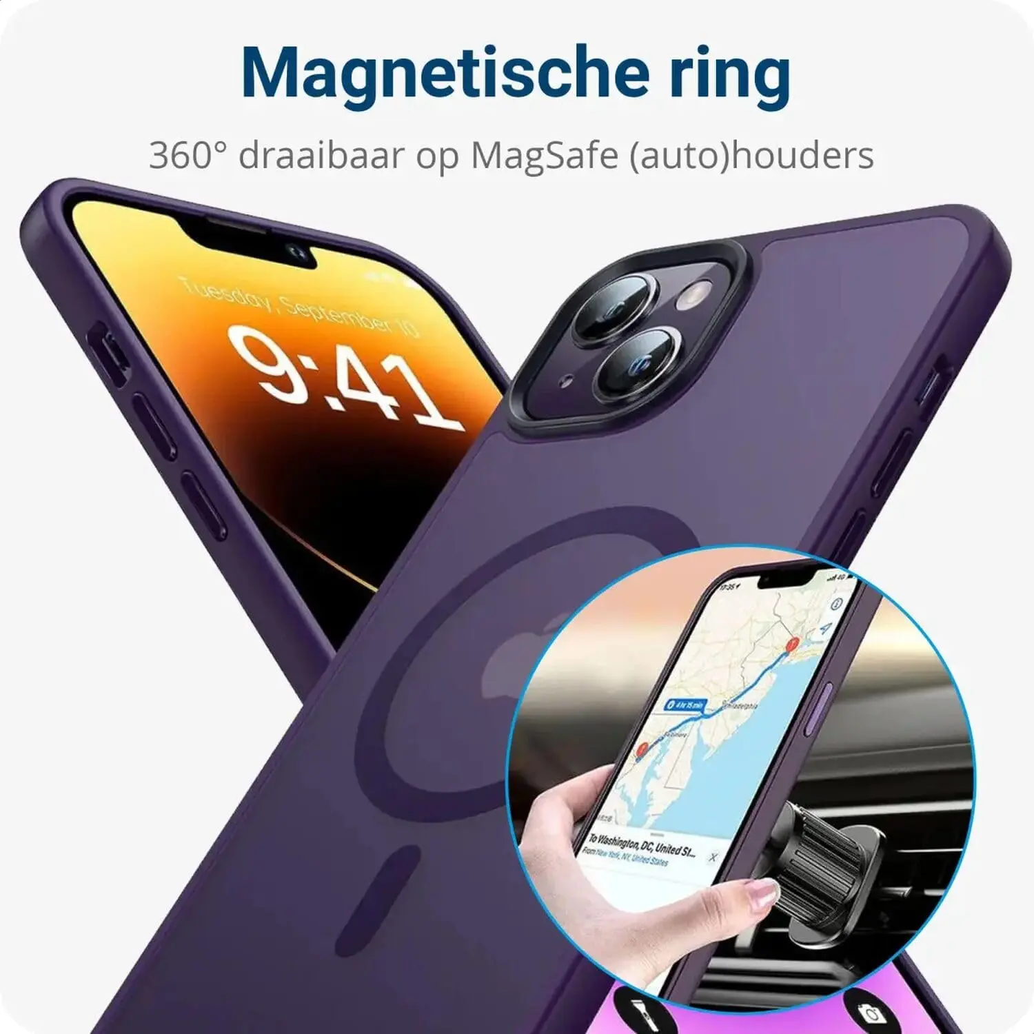 Apple iPhone 13 Hoesje met MagSafe Back Cover Matte Paars afbeelding 4