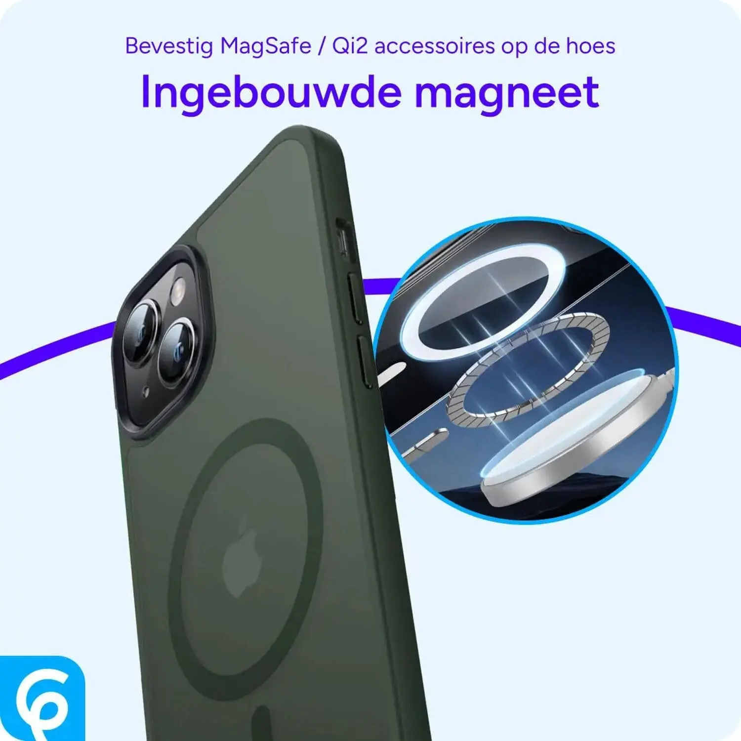 Apple iPhone Hoesje 13 met MagSafe Back Cover Matte Donkergroen afbeelding 2