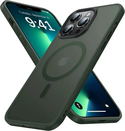 Apple iPhone 13 Pro Hoesje met MagSafe Back Cover Matte Donkergroen afbeelding 1