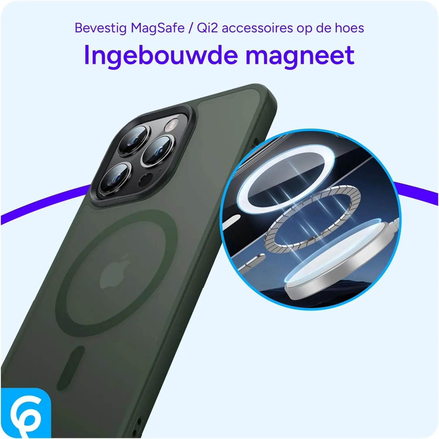 Apple iPhone 13 Pro Hoesje met MagSafe Back Cover Matte Donkergroen afbeelding 5